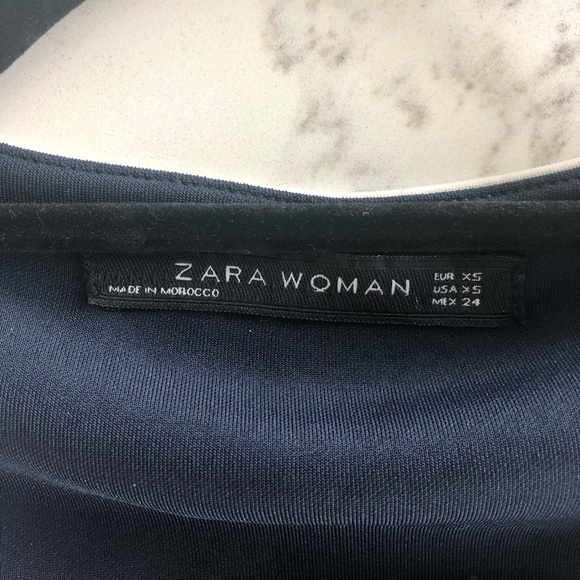 ZARA Mini Navy/White Striped Dress Size XS - Picture 3 of 4